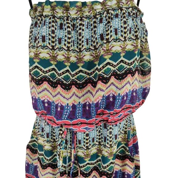 City Triangles Blouson Mini Dress Sundress Women Size L Colorful Teal Purple NEW - Picture 2 of 11